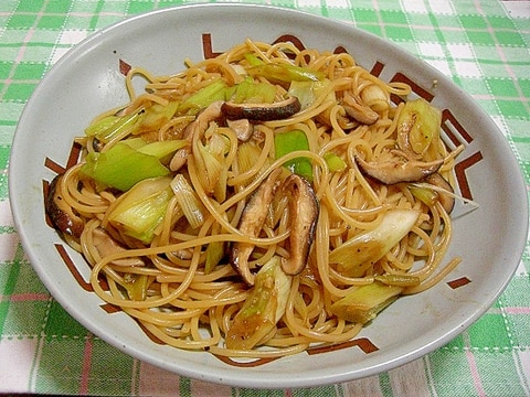 白ねぎと椎茸の和風パスタ